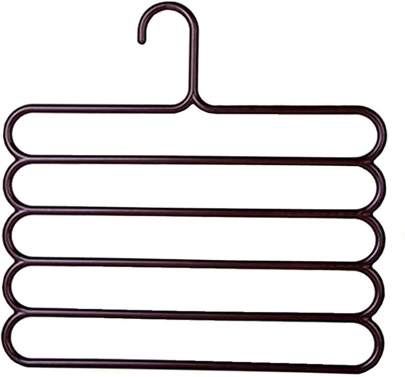 Panaakhi Multi-Purpose 5 Layer Pants Clothes Hanger Wardrobe (Black) (Set of 3) Plastic Trousers Pack of 3 Hangers For Trousers