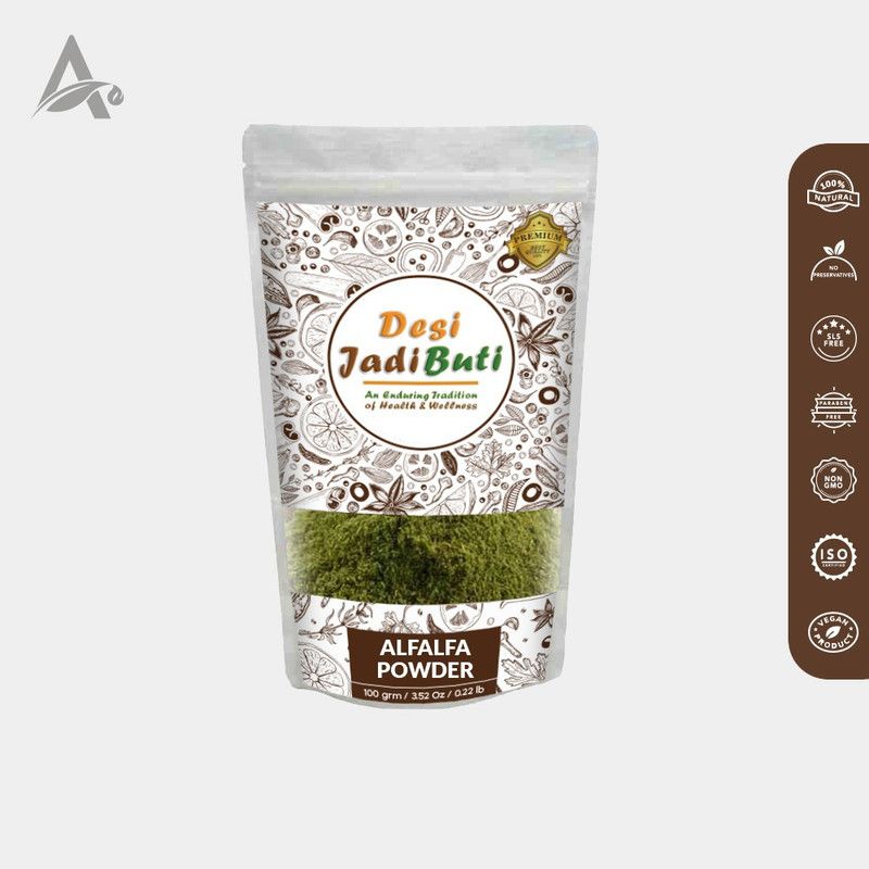 Desi Jadi Buti Alfalfa Leaves Powder (Organic) – Purple Medick – Medicago Sativa - Rijka Powder Seed  (400 g)