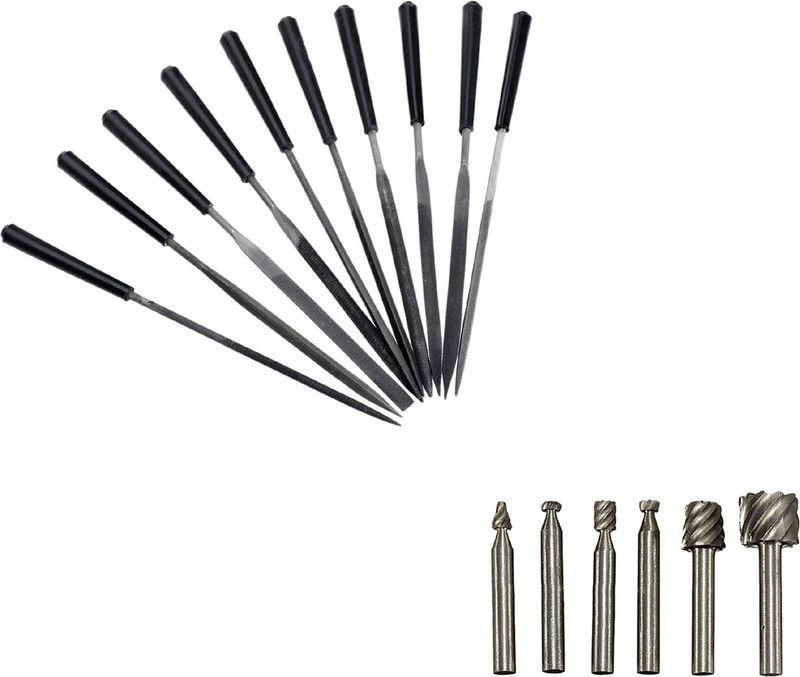 Digital Craft 10Pc 4x160 Needle File Set,6Pc HSS Rotary Burs Set,, 10Pc 4x160 Needle File Set,6Pc HSS Rotary Burs Set,, Rotary Tool  (3 mm)