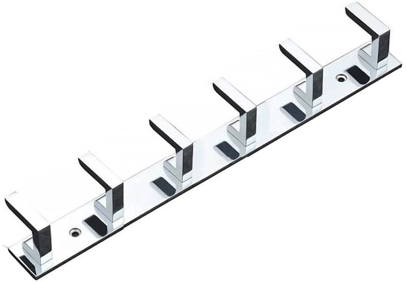 APERSON 6 Pin Wall Mounted Wall Hook,Door Hooks Rail for Hanging Key/ (Pack of 1) Aluminium Shirt Hanger For Shirt  (Silver)