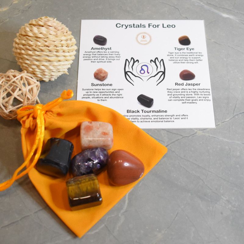 Maureen Natural Healing Tumble Stone Leo Zodiac Kit Regular Asymmetrical Crystal Stone  (Multicolor 90 g)