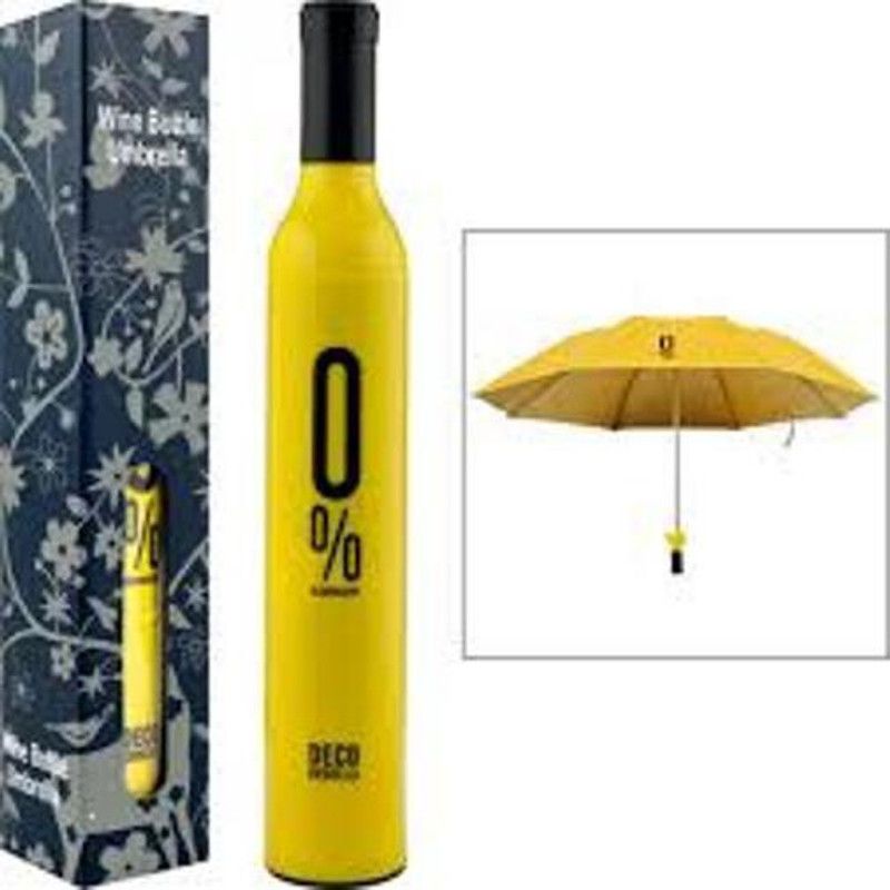 Bluebells India Wine Bottle Folding Umbrella Sun UV Protection Rain Umbrella  (Yellow)