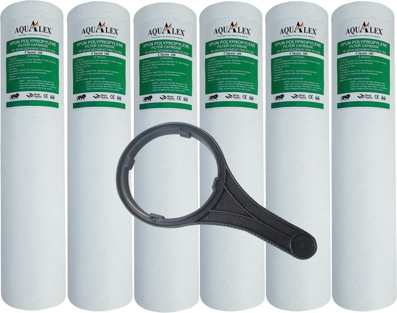 AQUALEX RO, Classic 100, PP SPUN PRE FILTER, 5 micron, 10 inch, Superier Quality , , 6pcs Set + 1pc Spanner, Suitable for Water RO purifier Solid Filter Cartridge  (5, Pack of 7)