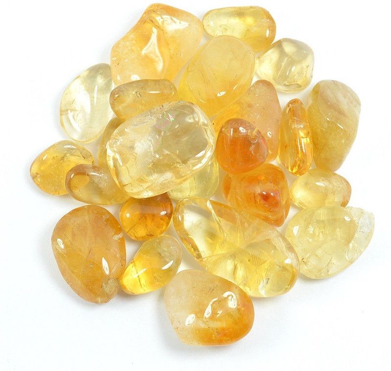CRYSTU Natural Citrine Tumble Crystals / Stones for Reiki Healing and Vastu Correction and Increase Creativity Tumble Stone Engraved Asymmetrical Crystal Stone  (Yellow 50 g)