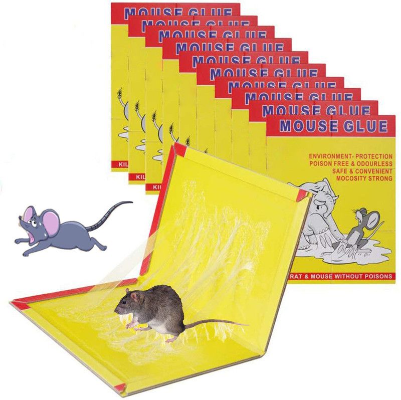 TruVeli Big Mouse Glue Trap Rat Catcher Adhesive Sticky Glue Pad (Pack of 10) Live Trap