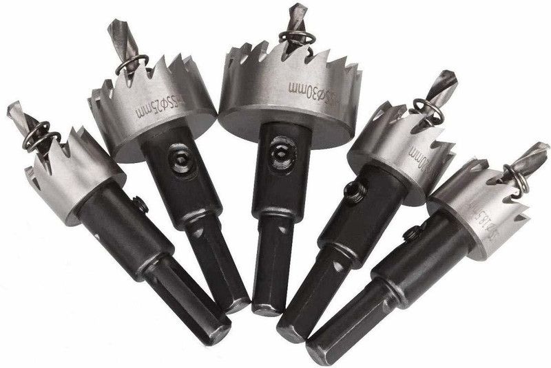A&S TOOLSHOP A&S TOOL SHOP 5PCS 16-30MM HSS Drill Bit Hole Saws Set Stainless High Speed Steel Metal Alloy