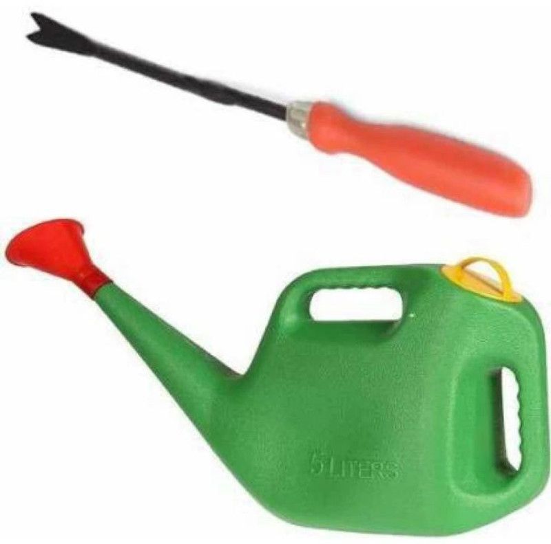 Garden Craft Premium Watering Can (5 Litre, Plastic, Multicolour) with hand weeder Garden Tool Kit  (2 Tools)