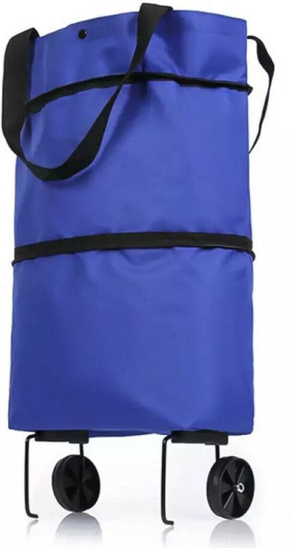 ebizmour Imported Reusable Foldable 2in1 Shopping Trolley cart Bag with Wheels Blue 1Pc Luggage Trolley  (Foldable)