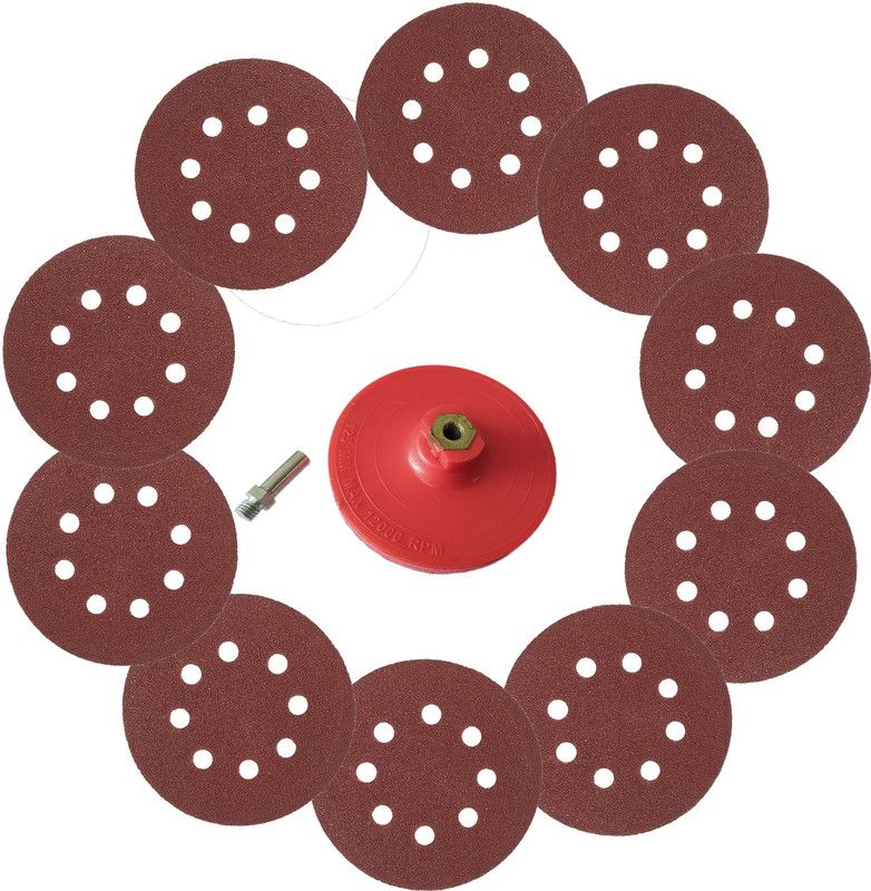 DUMDAAR 5inch Backing pad with 1pc Adapter and 10pc Sand Paper Wood Polisher  (5 inch)
