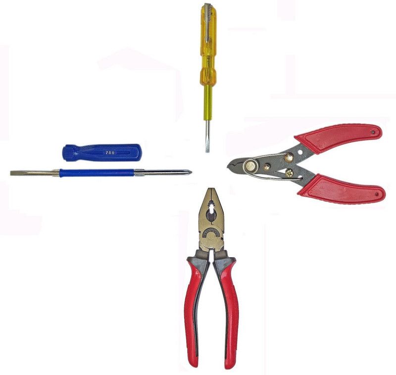 Qualigen Hand tool kit Plier 2in1 Screwdriver Electric Tester and Wire Cutter set (Pack of 4set) Hand Tool Kit  (4 Tools)
