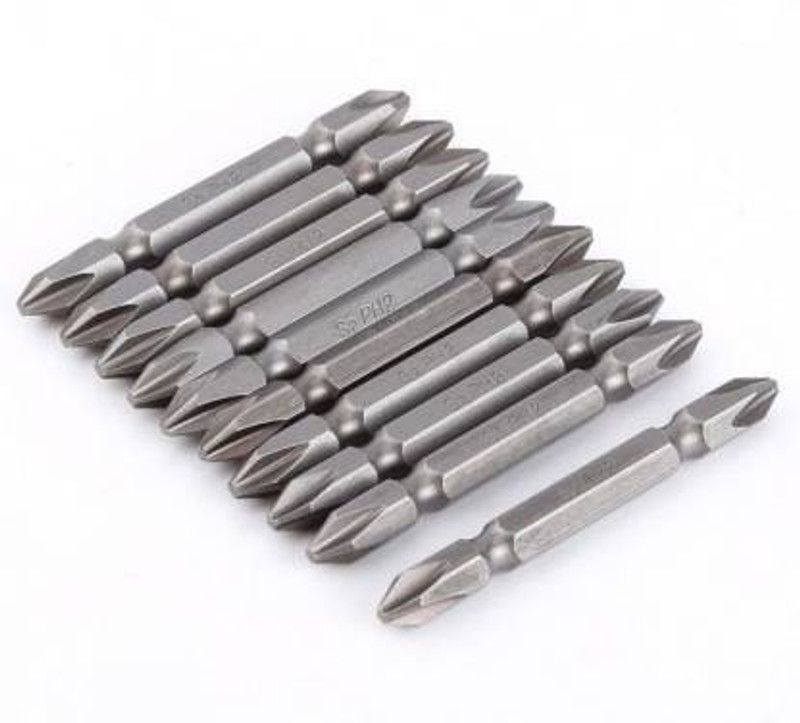 BUKU 10Pcs (Plus/Plus) 65mm PH2 S2 Alloy Steel Magnetic Double Head Electric Screwdriver Bit Set Screwdriver Bit Set  (Pack of 10)