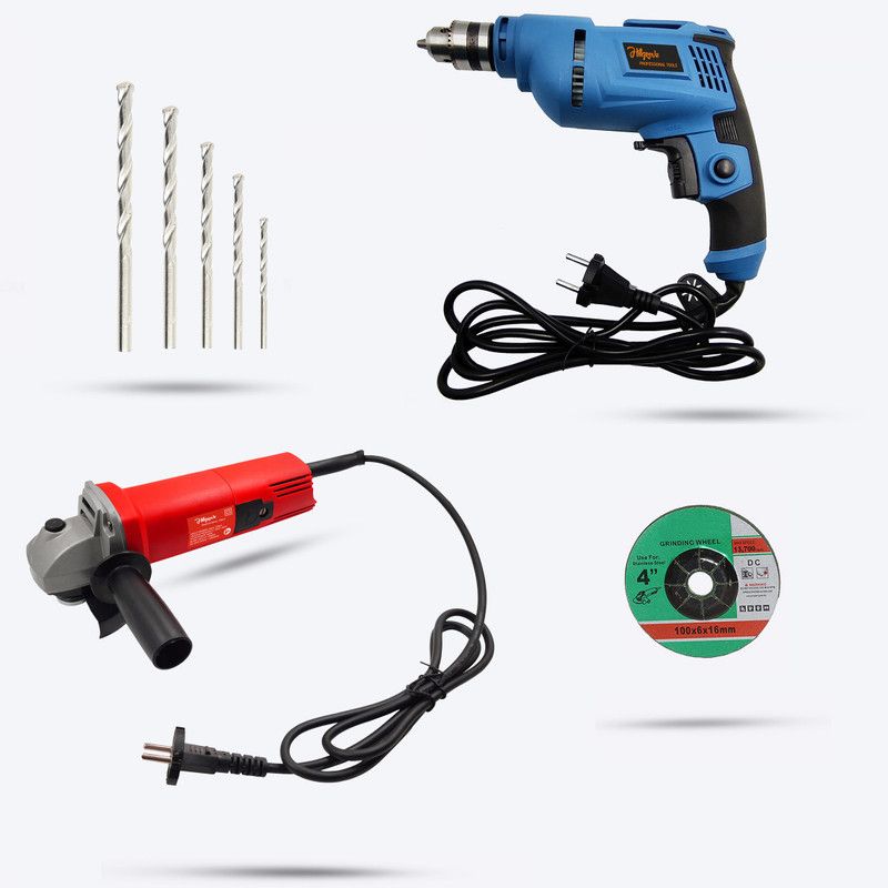 Hillgrove HGCM17M1 Angle Grinder With All Purpose 500W Drill Machine with 5 Drill Bits HGCM17M1 for Hole in Metal/Wood/Concrete with Reverse Rotaion and Variable Speed Pistol Grip Drill  (10 mm Chuck Size)
