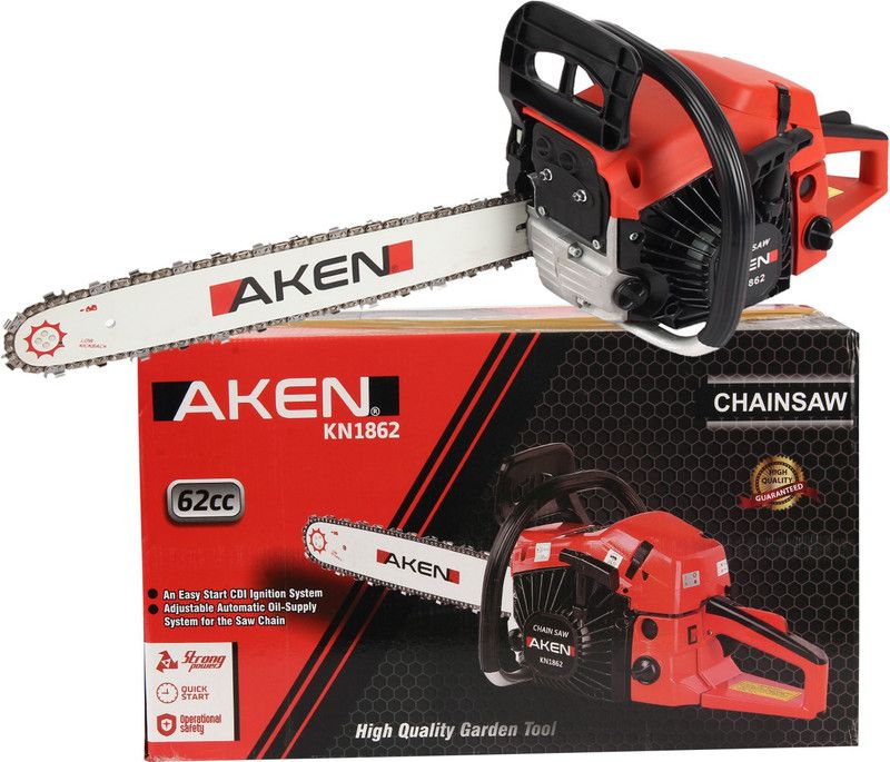 AKEN Wood Cutter ChainSaw Gasoline Fuel 62CC Chainsaw, Heavy Duty Chainsaw 18 "Blade with 6 tool kit CHAIN SAW Fuel Chainsaw  (Without Battery)