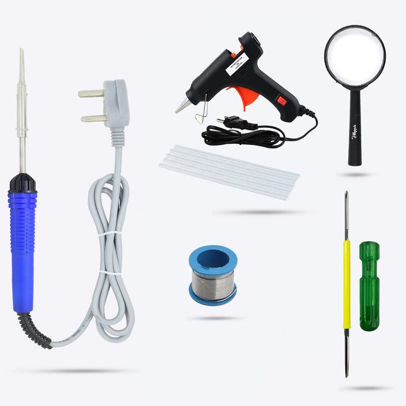 Hillgrove HGCM89M2 6in1 Glue Gun Combo Kit Set With Soldering Iron, Magnifying Glass Standard Temperature Corded Glue Gun  (7 mm)