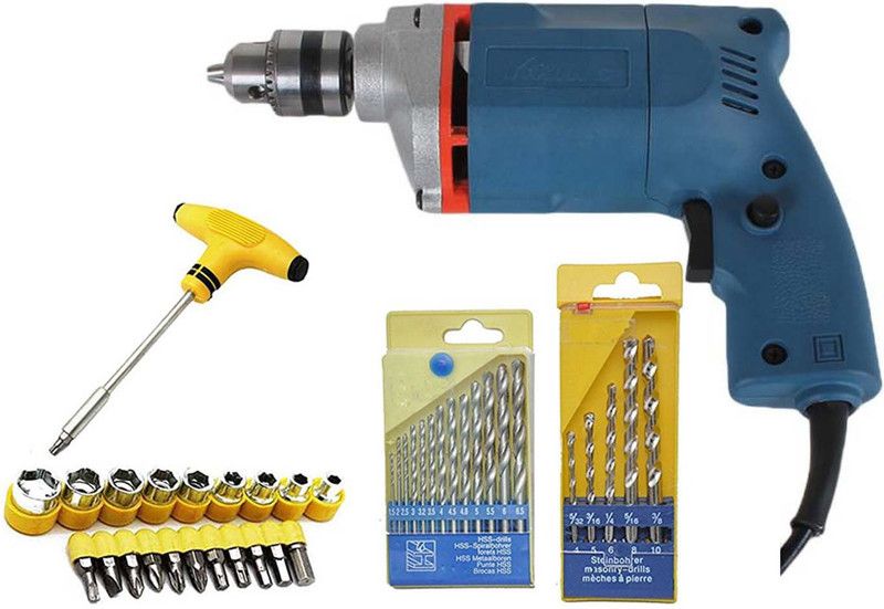 STAR drill machine Premium Quality + 1xT-Bar set+ 2 Drill Bit set Combo Pistol Grip Drill  (10 mm Chuck Size)