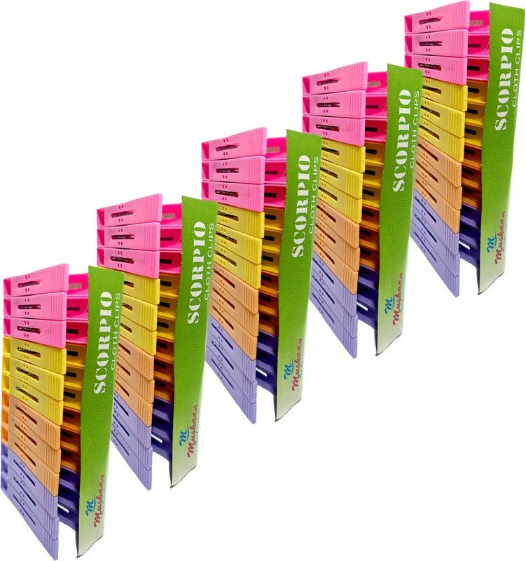 Muskaan Scorpio Heavy Plastic Cloth Clips Pack of 60 Plastic Cloth Clips  (Multicolor Pack of 60)