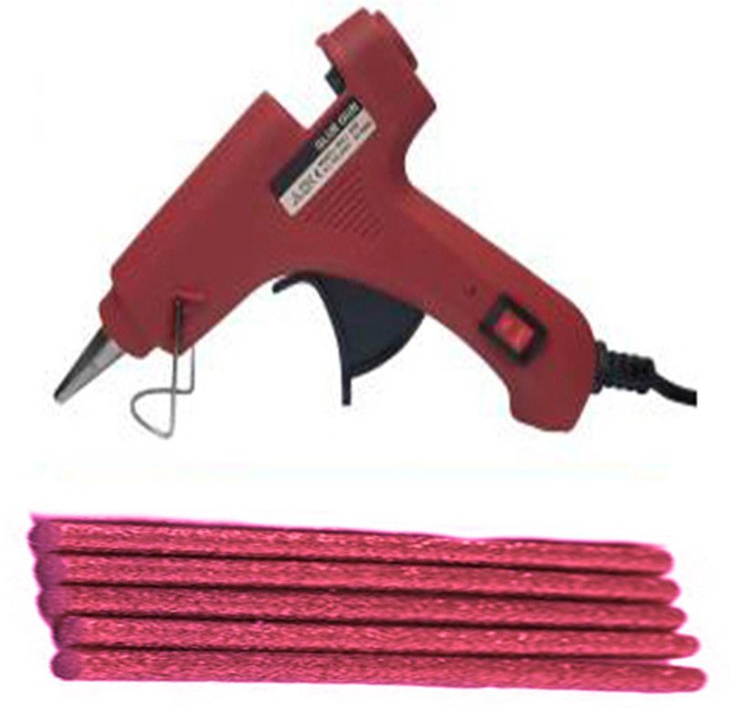 glun iwill Red Glue gun with 5 Blue glitter stick (leak proof) Standard Temperature Corded Glue Gun  (7 mm)