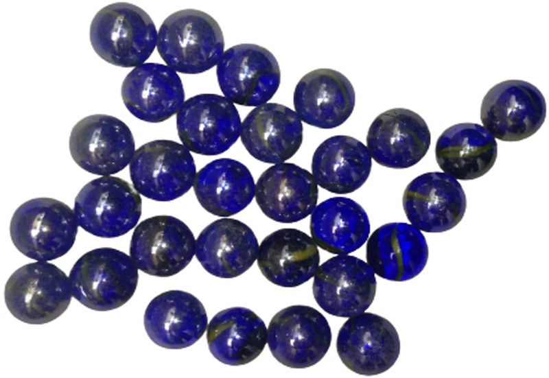 DsIndustry 30 Pcs Kanche Dark Blue OR Blue Kanche 30 Pieces Regular Round Fire Glass Pebbles  (Blue 30 Pieces)
