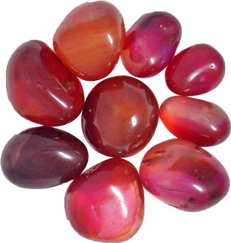 Prisha PC24 Polished Asymmetrical, Round, Oval Onyx Pebbles  (Red 1 kg)