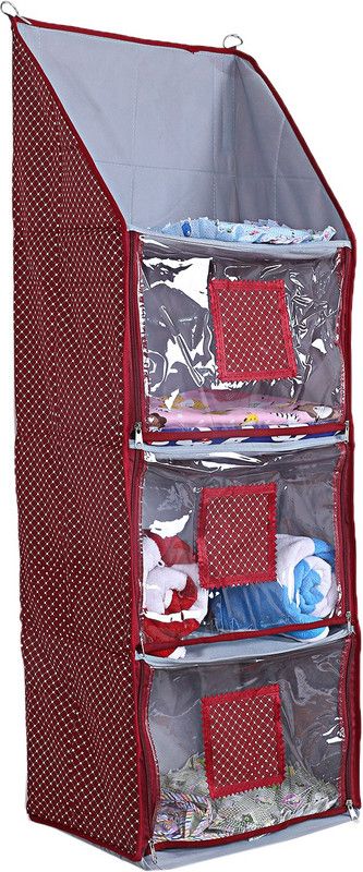 KUBER INDUSTRIES Cotton Four Cabinet Hanging Baby Almirah (Mroon)-CTKTC13365 Regular Organizer