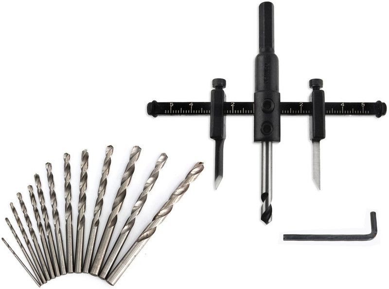 Digital Craft Adjustable Metal Wood Circle Hole Saw Drill Bit Cutter Kit DIY Tool 30mm-120mm Black Alloy blade, 13pcs 1.5-6.5mm HSS Twist Drill Bit Set for Metal Power Tools Accessories Drill Bit Tool