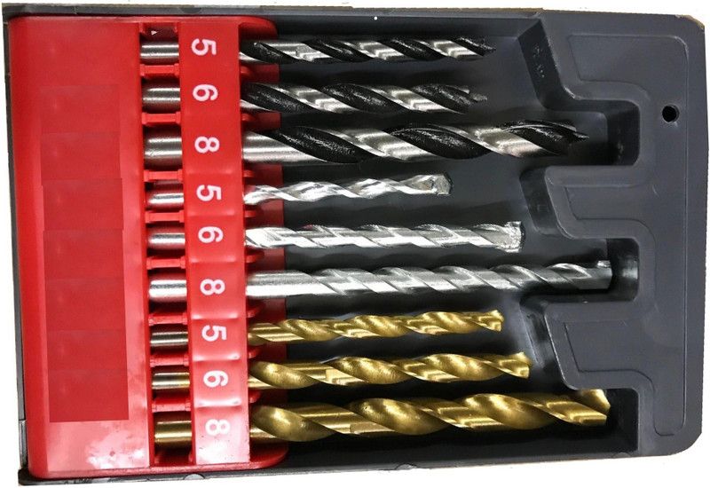 SAIFPRO wood bit twist drill bit 9 pieces 5,6,8,mm concrete metal and wood drill bit