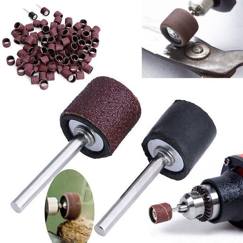 DIY Crafts 1pc Mandrel Rotary Tool+50Refills Grit Sanding Paper Bands 1/2"Drum 1pc Mandrel Rotary Tool