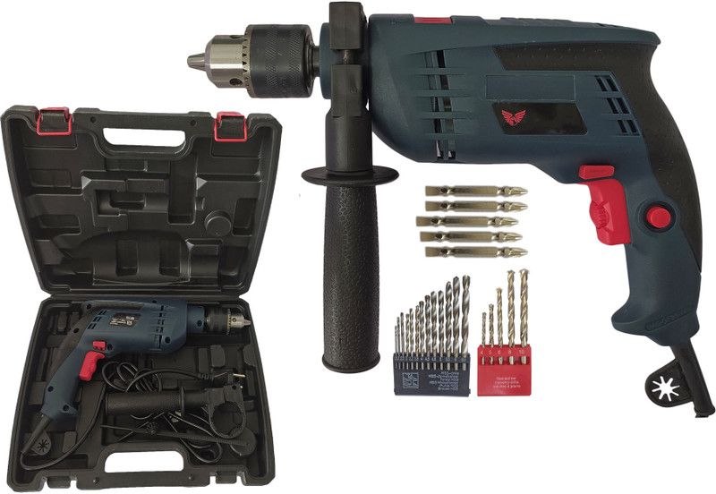 Inditrust Heavy duty 900W 13mm Electric Impact Drill machine with 5pc Ph2 65mm bit +- 5pc Masonry 13pc HSS bit Pack of 4 Pistol Grip Drill  (13 mm Chuck Size)
