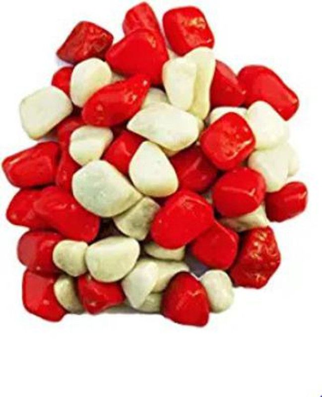 sejal enterprises Decorative Pebbles/Gravels/Stones for Aquarium, Table, Vase Filler 475 Gram Polished Asymmetrical Marble Stone  (Red, White 475 g)