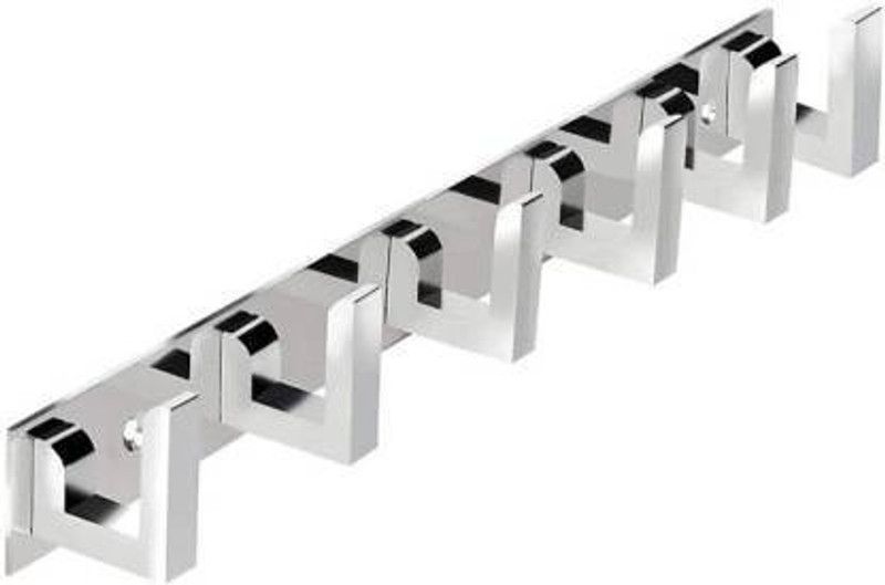 Redcroc Stainless Steel 6 Pin L Hanger Wall Door Hooks For Hanging keys,Cloth (1 Pcs.) Hook Rail 6  (Pack of 1)