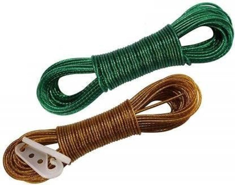 HEZKRT ® [Pack of 2] 20-Meter PVC Coated Steel Anti-Rust Wire Rope for Clothes Drying Steel Retractable Clothesline  (20 m)