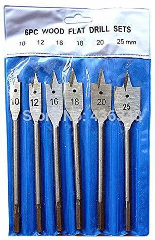 kts12 Flat Drill Bit Set for Wood- 10 mm, 12mm, 16mm, 18mm, 20mm, 25 mm (Set of 6) For Long Lasting Strength
