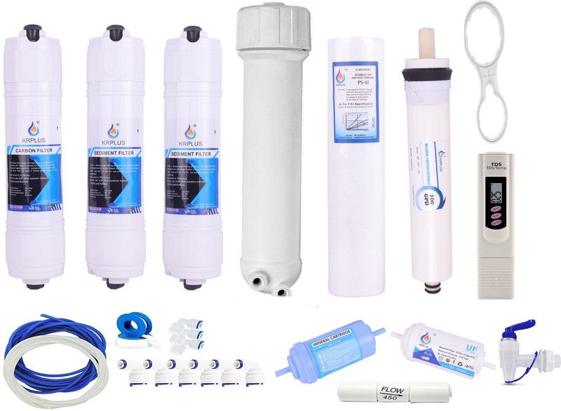 KRPLUS Complete RO Water Purifier Filter Service Kit with Membrane & filter Solid Filter Cartridge  (0.0001, Pack of 17)