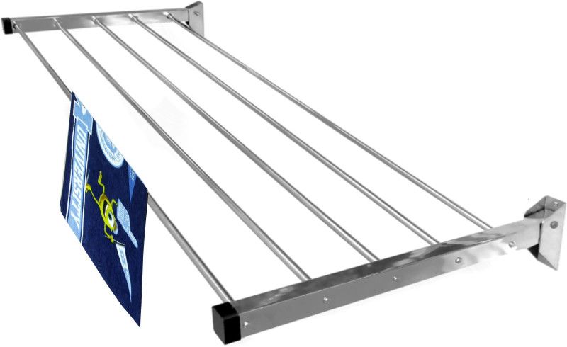 Homwell Steel Wall Cloth Dryer Stand Stainless Steel 5 Pipe X 3 Feet Wall Mounted Stand Foldable Cloth Drying Stand  (1 Tier)