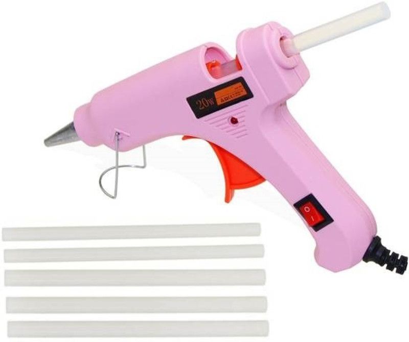 bandook 20 Watt With 04 Glue Sticks Hot Melt Glue Gun Pink Color For Art and Crafts , Diy , Kirigami , Paper , PCB , Plush Toys , Crafts , Wood , Box Standard Temperature Corded Glue Gun (07 mm) Standard Temperature Corded Glue Gun  (7 mm)
