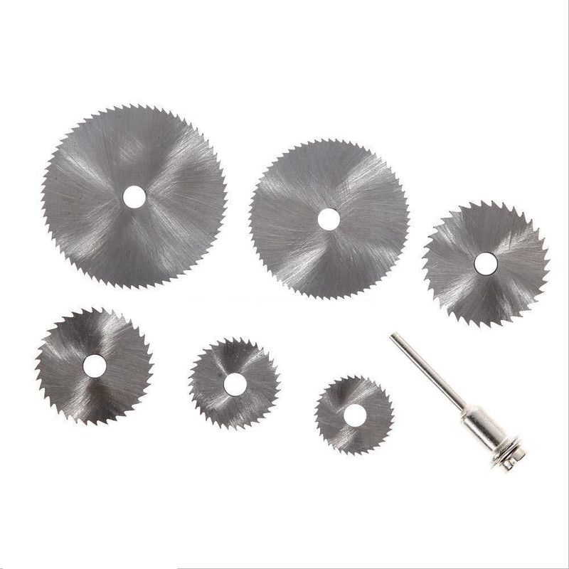 DIY Crafts 6Pc Cutting Disc+ Saw HSS Rotary Toolh 6Pc Cutting Disc+Mandrel 22-50mm Cutoff Circular Saw HSS Rotary Toolh