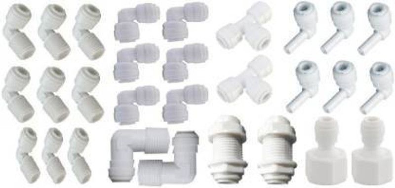 Aqua lite Mix Elbows Connectors 1/4" Jacko, Push Fit, Stem, Straight, Tee, Y, Reducer Direct Inlet Valve, Teflon Tape Solid Filter Cartridge  (0.5, Pack of 29)