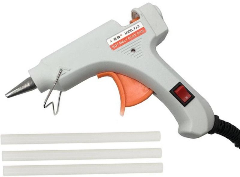 FADMAN WHITE MINI 20 WATT HOT MELT GLUE GUN AND ON OFF SWITCH AND INDICATOR WITH ONLY 3 STICKS Standard Temperature Corded Glue Gun  (7 mm)