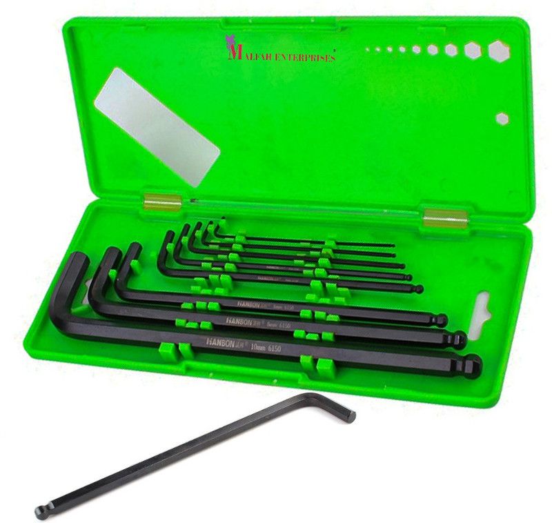 MALFAH ENTERPRISES HANBON 651802 BALL POINT HEX KEY PLASTIC BOX 9PCS SET (LONG) Allen Key Set