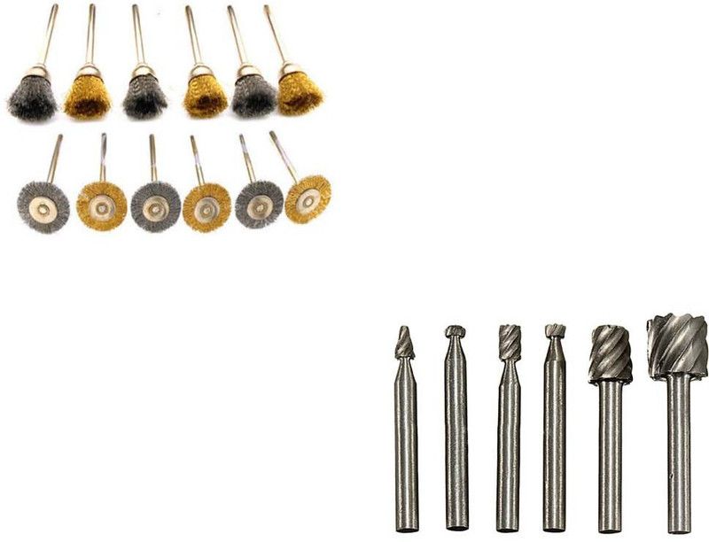 Digital Craft 12Pc Wire Brush Set,6Pc HSS Rotary Burs Set,, 12Pc Wire Brush Set,6Pc HSS Rotary Burs Set,, Rotary Tool  (3 mm)