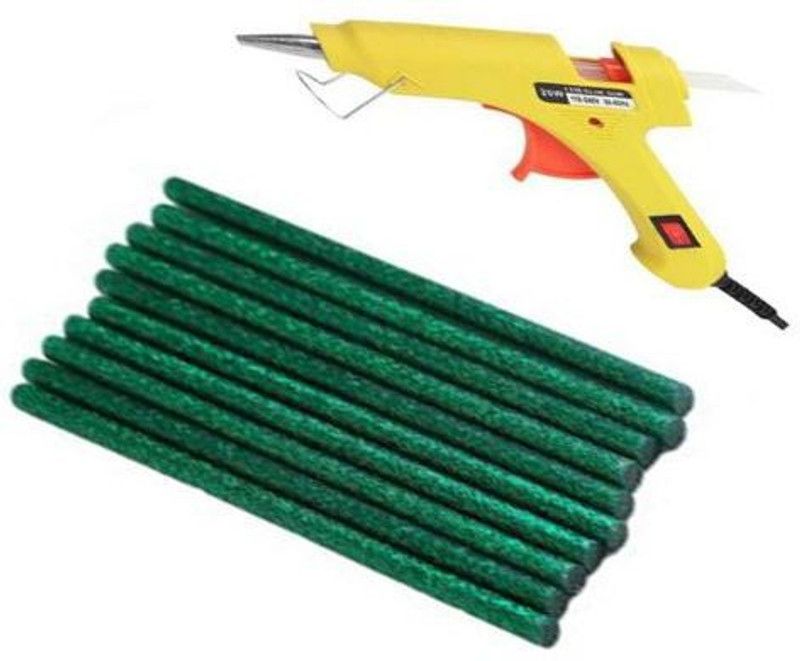 Eurospa Yellow with 10 Green Glitter Stick Standard Temperature Corded Glue Gun  (7 mm)