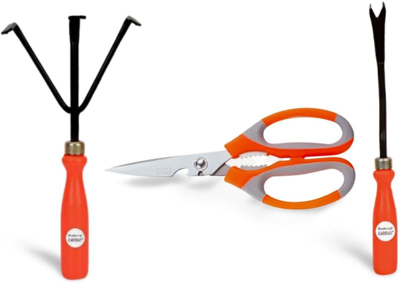 FADMAN HAND TOOL FOR HOME QUALITY GARDENING | CULTIVATOR | WEEDER | SCISSOR | Garden Tool Kit  (3 Tools)