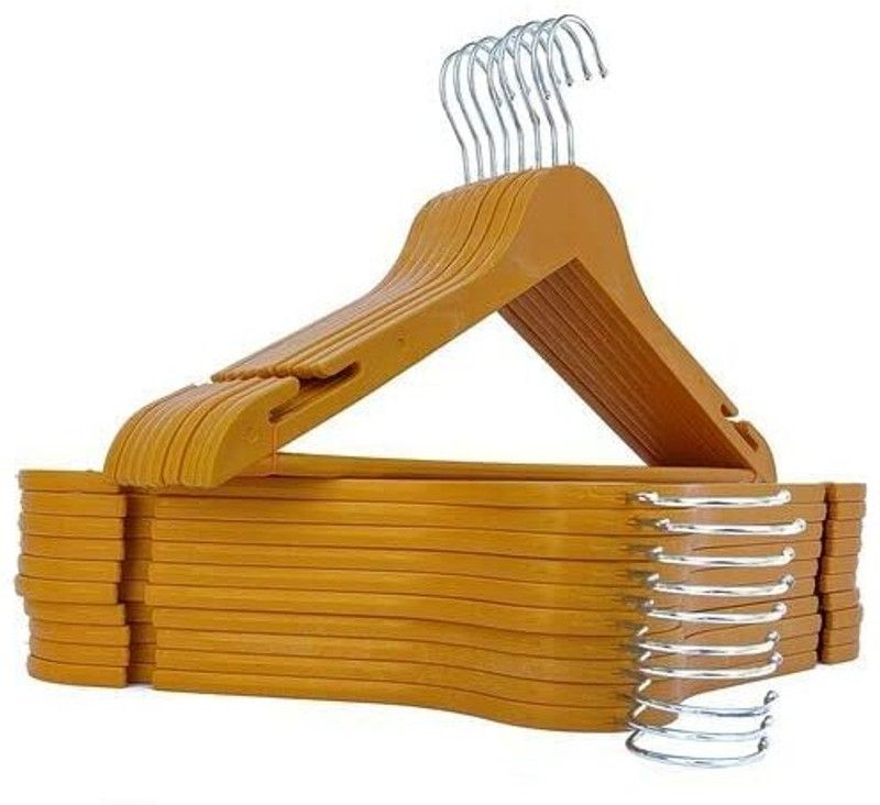 Shivaliya Collection Plastic Wooden Smooth Finish Hangers for Wardrobe in Orange Colour - (Pack of 5) Plastic Dress Pack of 6 Hangers For Dress  (Orange)