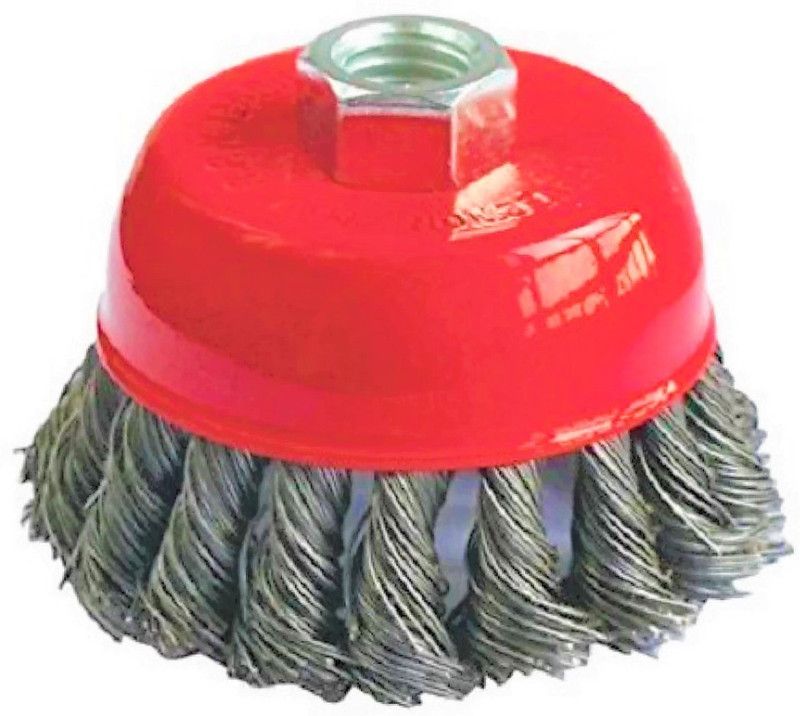 Vikas TWISTED CUP BRUSH FOR REMOVING RUST , PAINT WELL AS WELL AS FOR POLISHING - RED $ BUACK Wheel Brush  (Pack of 1)