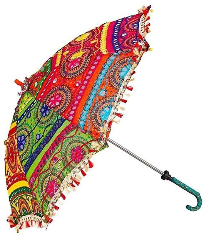PROKART Fabric Embroidery Work Rajasthani Umbrella for Party Decoration, Photo Shoot etc Umbrella  (Multicolor)