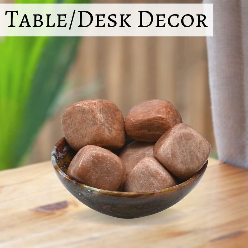 Crystal Heaven Peach Moonstone Tumbled Stones Polished Round Crystal Pebbles  (Brown 0.03 kg)