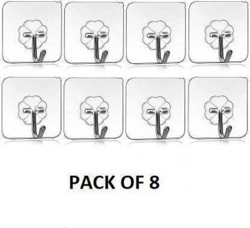Etofli Hook Wall Door Sticky Hanger Holder for Kitchen Bathroom Hook (Pack of 8 Hook 8  (Pack of 1)