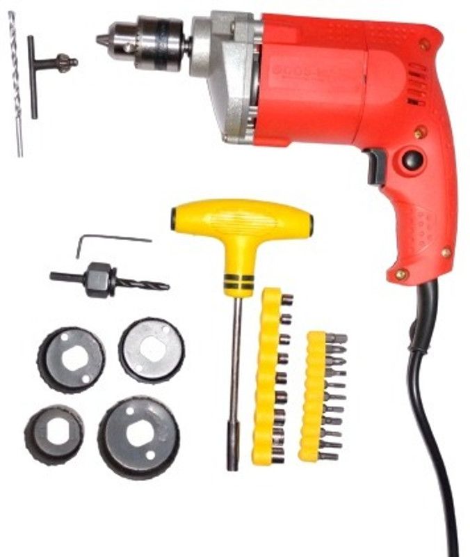 Flymoon 10mm Electric Drill Machine & 6 Pcs Hole Saw Drill Bits & T-Bar Screwdriver Set Pistol Grip Drill  (10 mm Chuck Size)