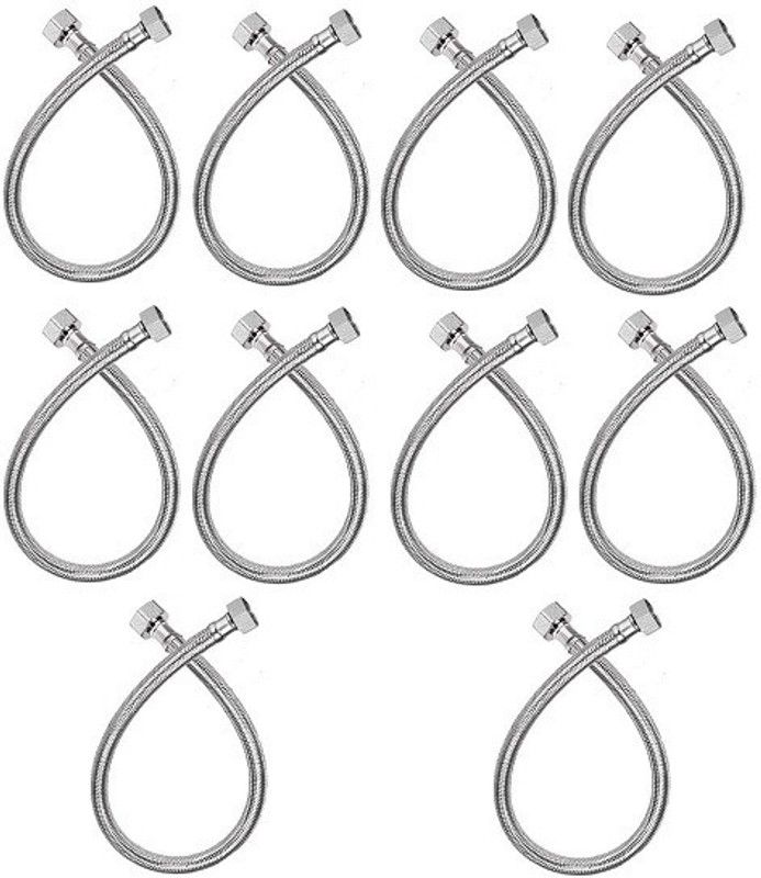 Spazio Premium Quality 18 Inch Stainless Steel (Pack Of 10) Connection Pipe Heavy Duty,Chrome Finish For Bathroom Accessories/Toilet Accessories Hose Pipe  (0.46 m)