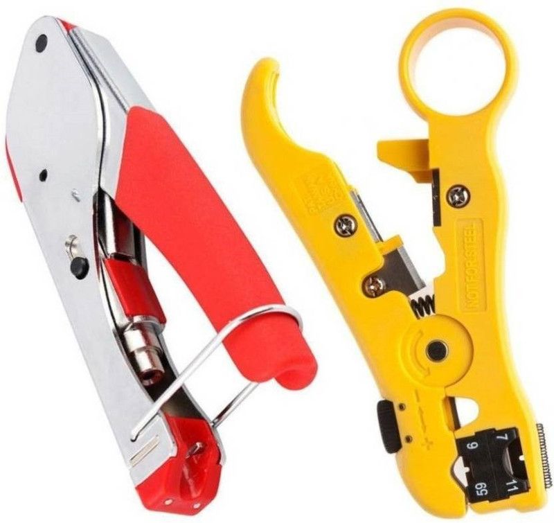Qualigen rg6-stripper-tool Crimping Wire Stripping Pliers Manual Crimper